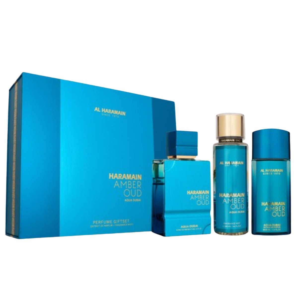 Amber Oud Aqua Dubai – zestaw 75 ml + 30 ml + 200 ml