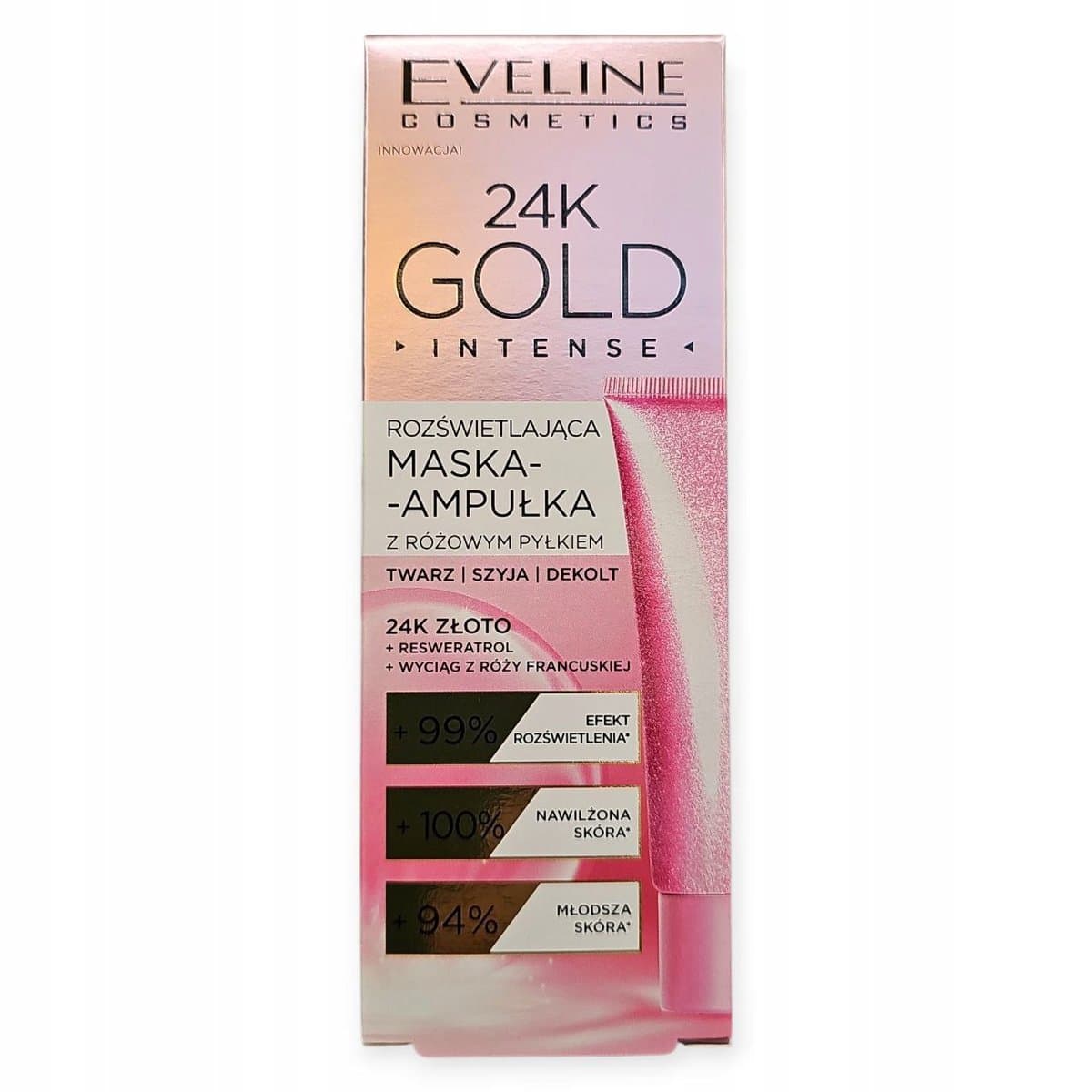 24K Gold Intense rozświetlająca maska do twarzy z różowym pyłkiem