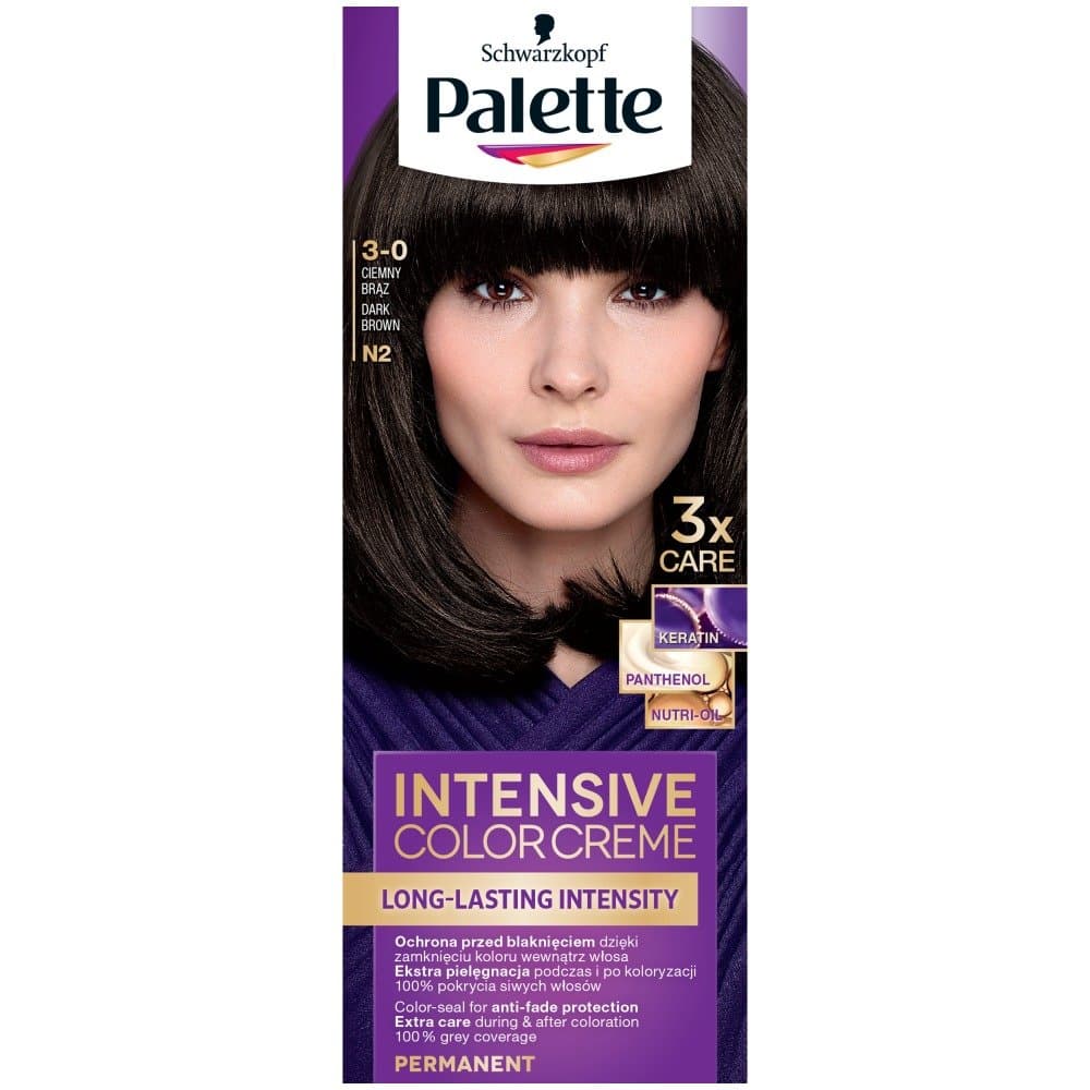 FARBA DO WŁOSÓW PALETTE INTENSIVE COLOR W KREMIE 3-0 (N2) CIEMNY BRĄZ