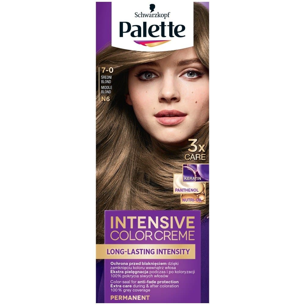 FARBA DO WŁOSÓW PALETTE INTENSIVE COLOR W KREMIE 7-0 (N6) ŚREDNI BLOND