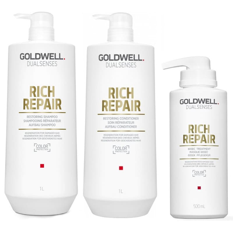 Dualsenses Rich Repair zestaw: szampon 1000 ml + odżywka 1000 ml + maska 500 ml