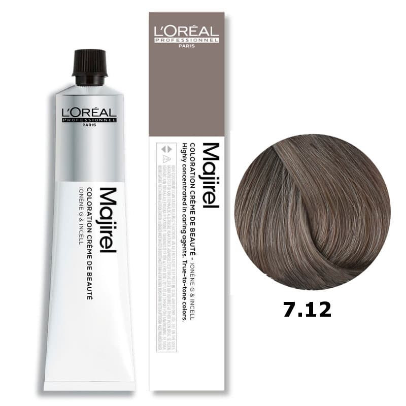 Majirel, Trwała farba do włosów - kolor 7.12 blond popielato-opalizujący