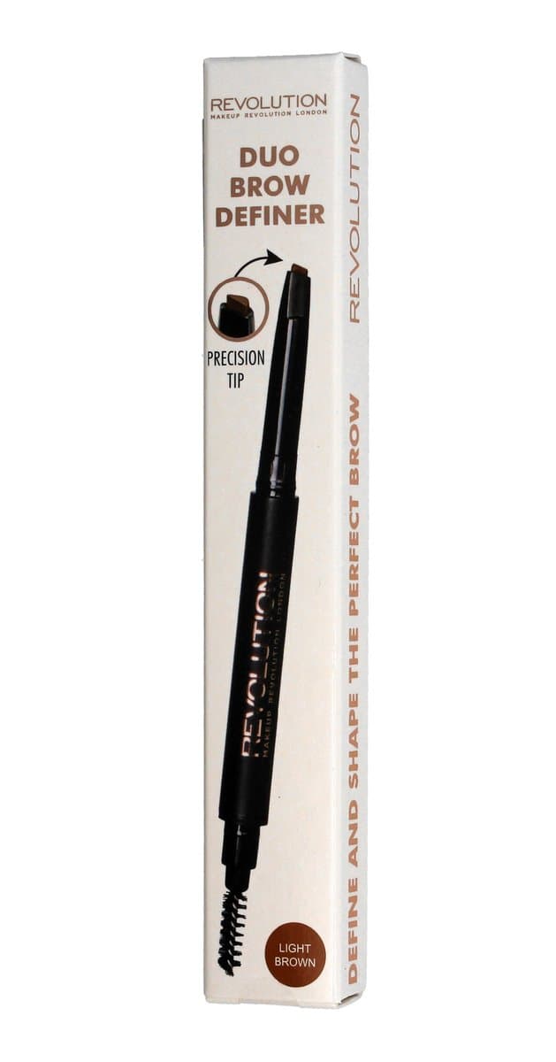 Makeup Revolution, Duo Brow Definer, kredka do brwi + szczoteczka Light Brown