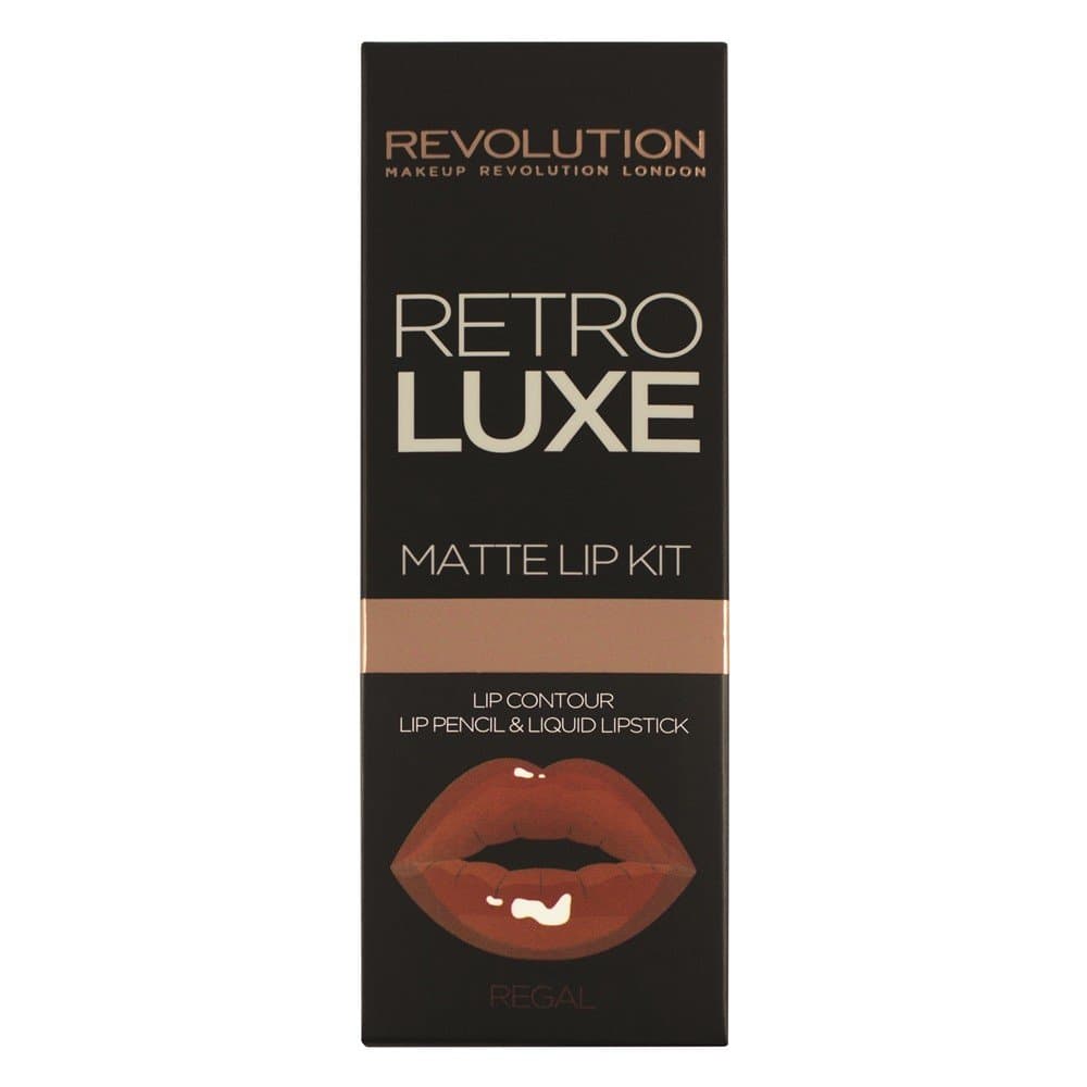 Makeup Revolution, Retro Luxe Matte Lip Kits, konturówka + błyszczyk Regal, +