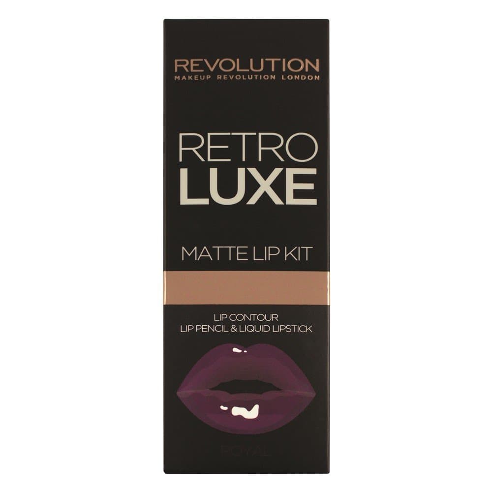 Makeup Revolution, Retro Luxe Matte Lip Kits, konturówka + błyszczyk Royal, +