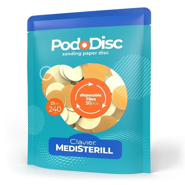 Nakładki Ścierne, Medisterill, Tarcze wymienne PodoDisc do Pedicure gradacja 25mm, 240 grit