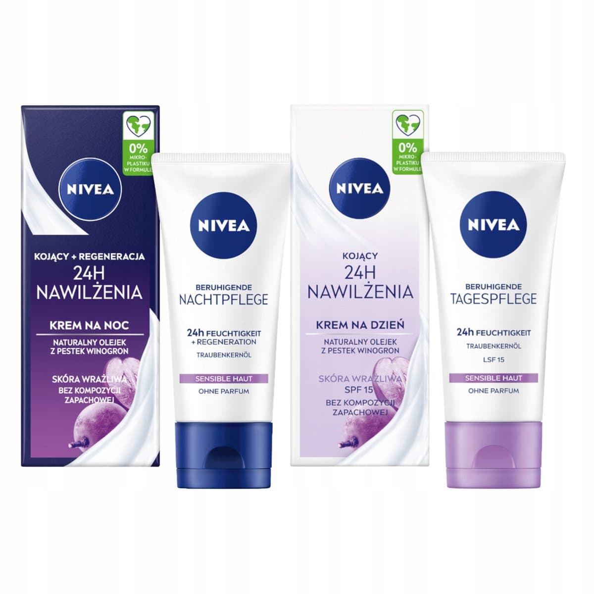 24H Nawilżenia zestaw kojących kremów na dzień SPF 15 i na noc