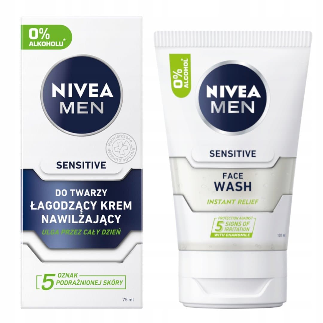 MEN Sensitive zestaw żelu do mycia twarzy i kremu nawilżającego