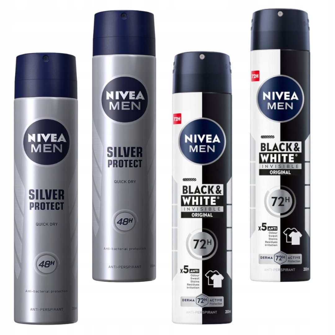 MEN zestaw antyperspirantów Silver Protect i Black & White Original w sprayu