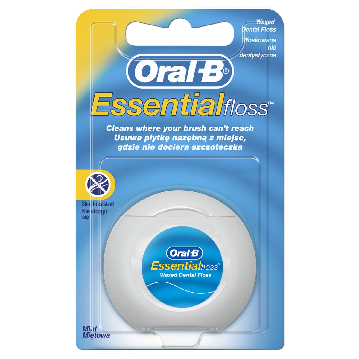 B, Essential Floss, nić dentystyczna woskowana miętowa, 50