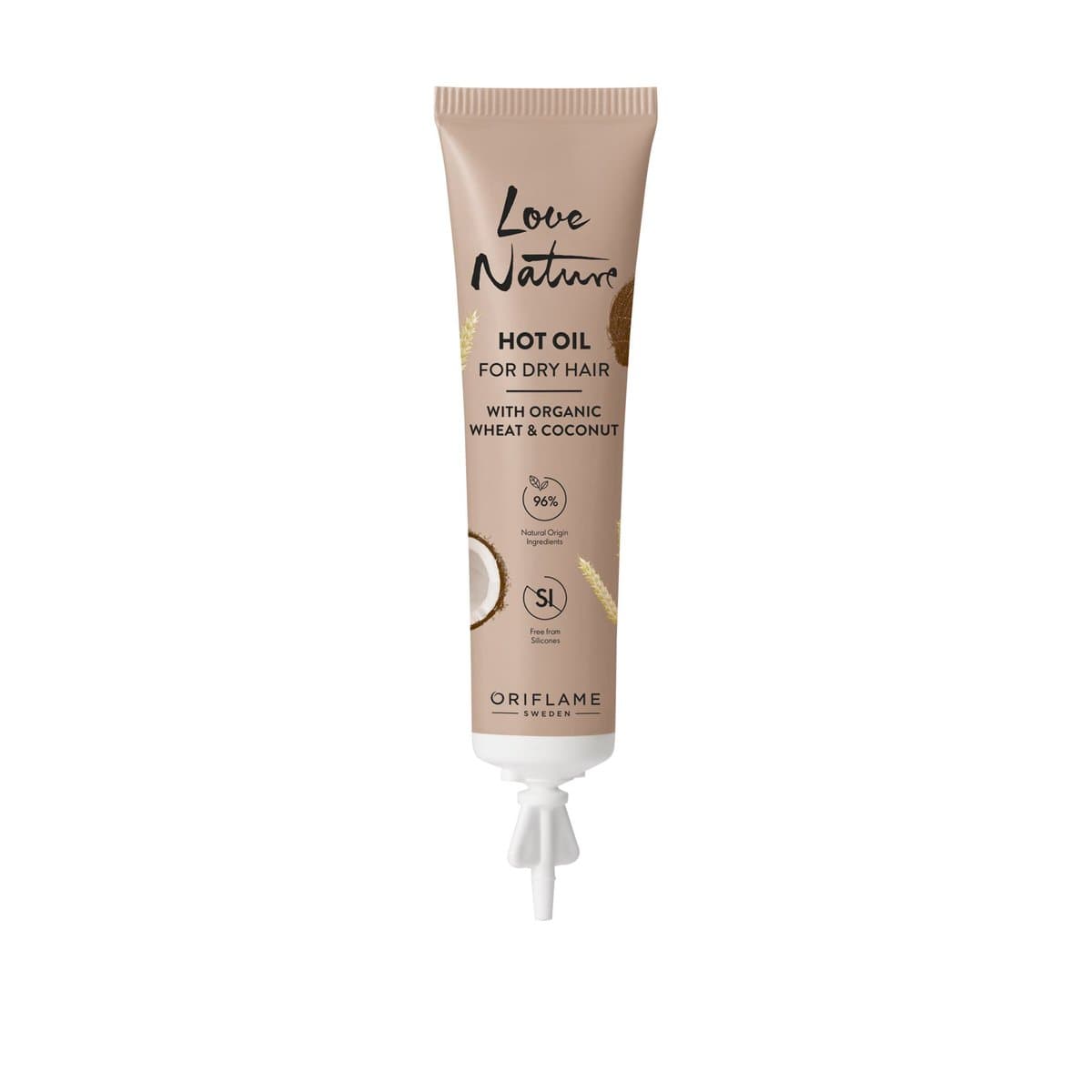 Olejek na gorąco Love Nature z organiczną pszenicą i kokosem do włosów suchych kuracja do włosów