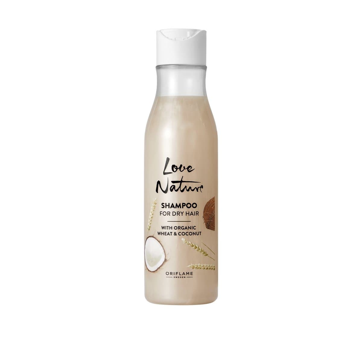 Szampon Love Nature z organiczną pszenicą i kokosem do włosów such