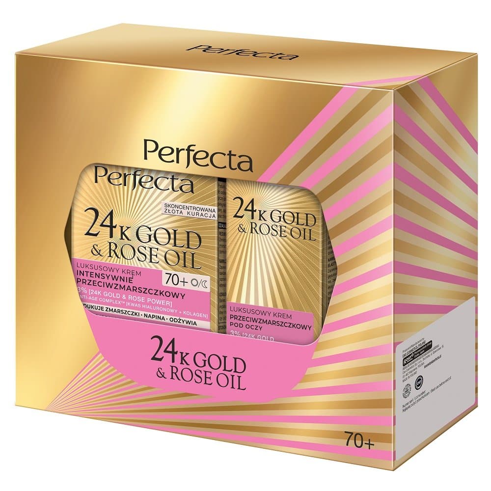 24K Gold & Rose Oil zestaw krem do twarzy 70 + 50 ml + krem pod oczy 15 ml