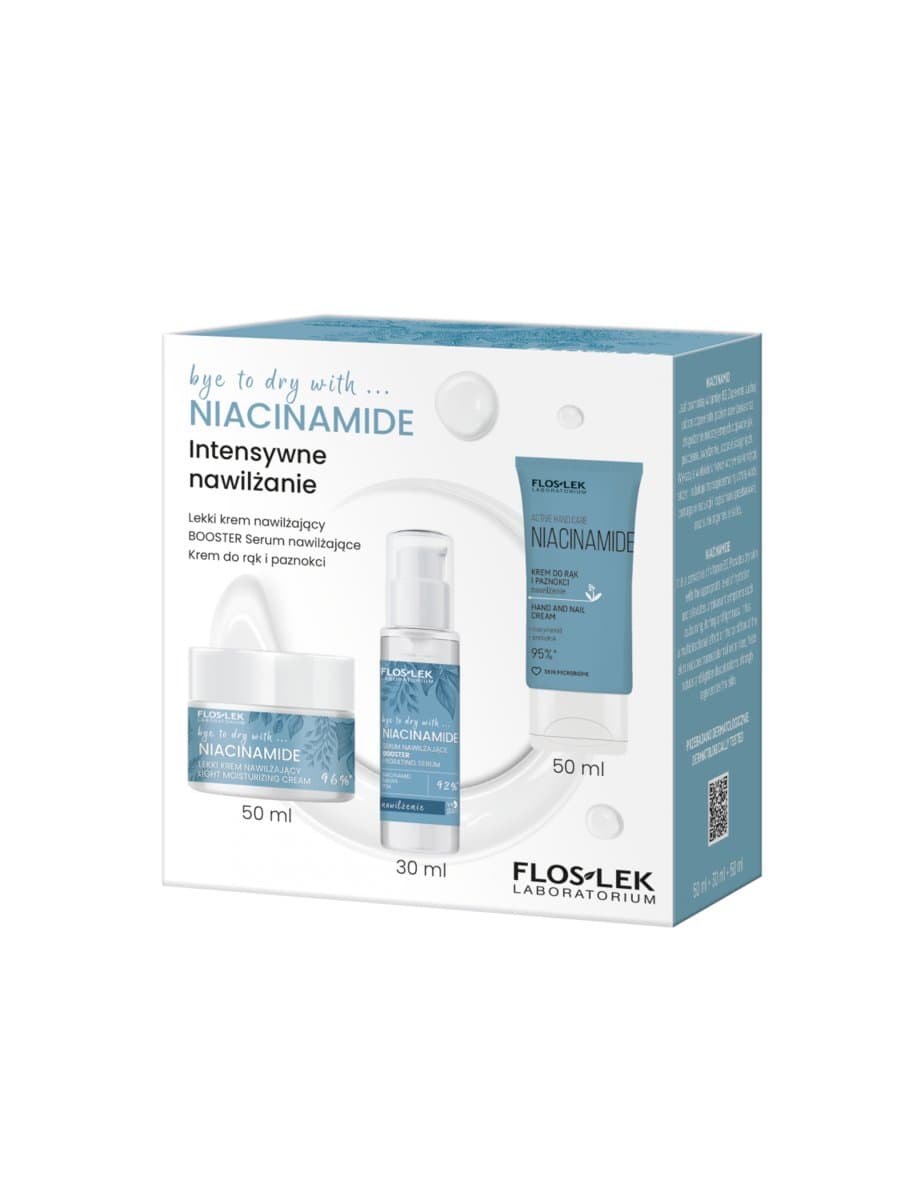 NIACINAMIDE Intensywne nawilżanie — zestaw kremu, serum i kremu do rąk