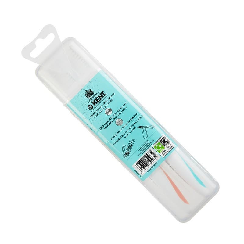 Silver-Infused Medium dwupak szczotek do zębów w etui, zielona i pomarańczowa