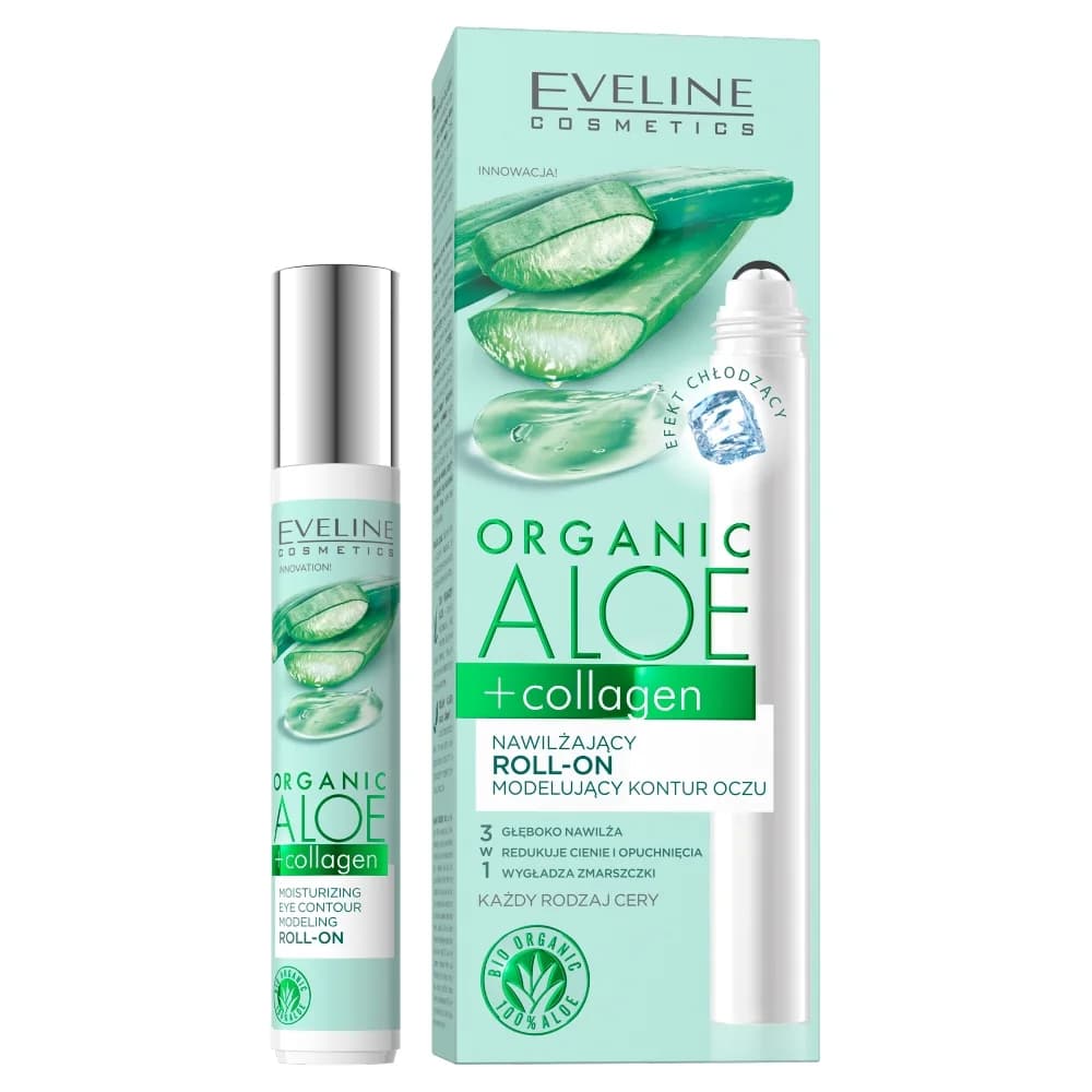 Organic Aloe + Collagen - Moisturizing Eye Contour Modeling Roll-on - Nawilżający roll-on modelujący kontur oczu