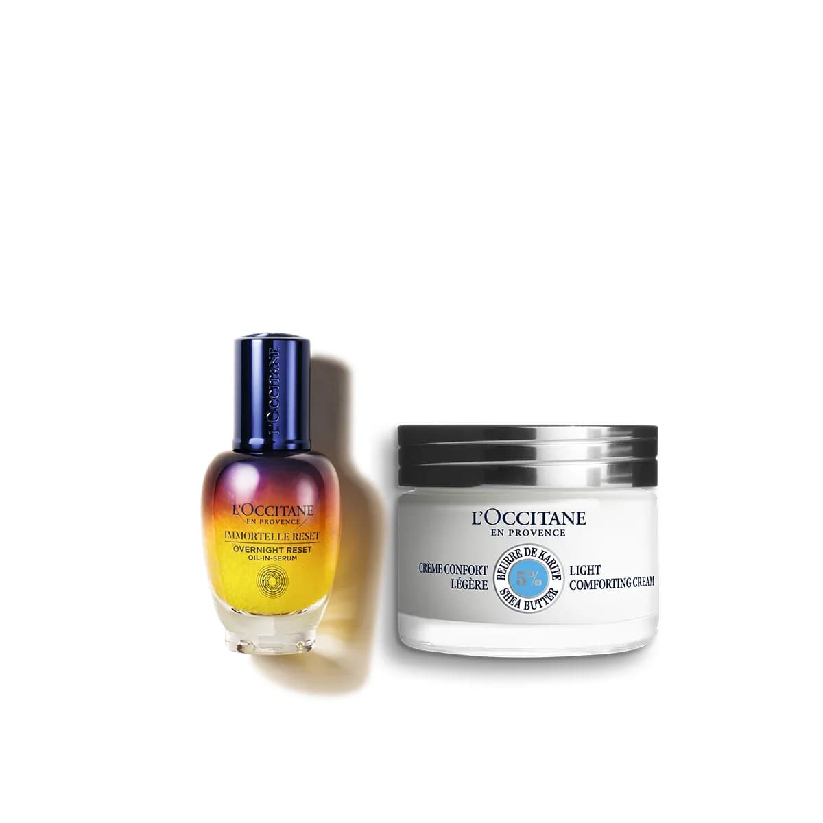 L’Occitane Duet serum Immortelle Reset i Lekki kojący krem Masło Shea