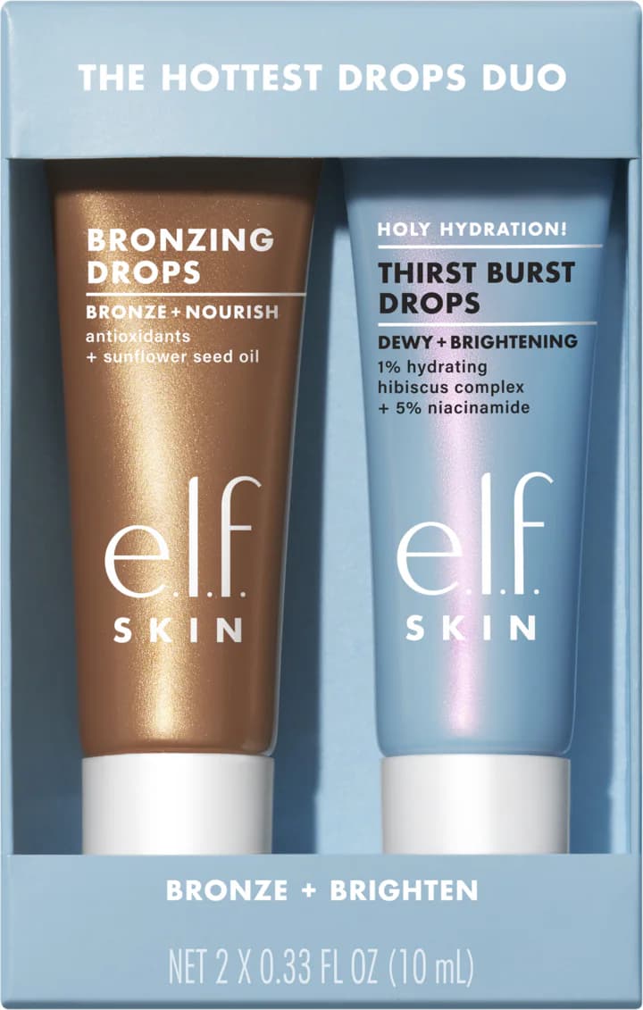e.l.f. The Hottest Drops Duo zestaw kosmetyków, serum rozświetlające 10ml + serum brązujące 10ml