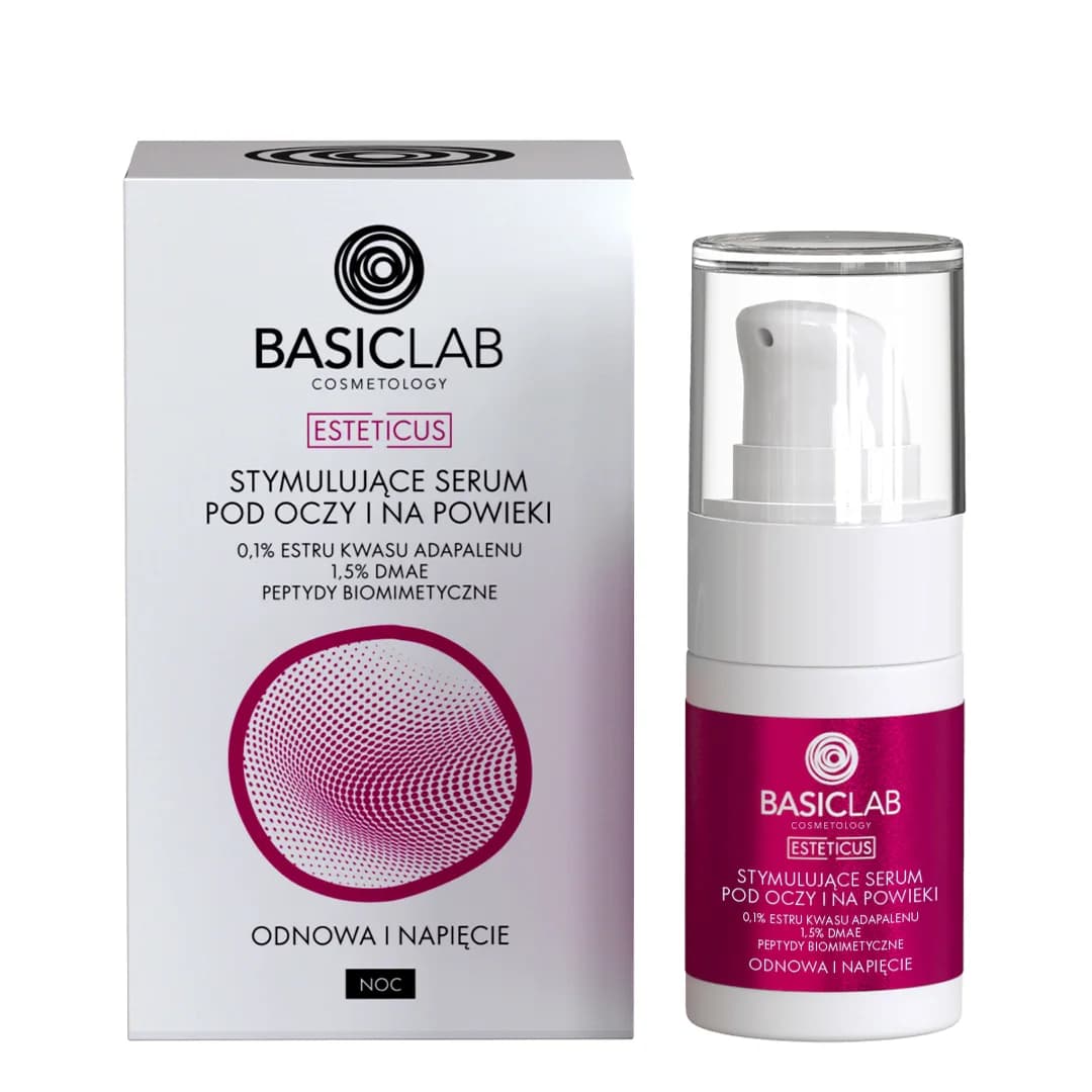 Stymulujące serum pod oczy i na powieki, 0,1% estru kwasu adapalenu, peptydy biomimetyczne, Odnowa i Napięcie