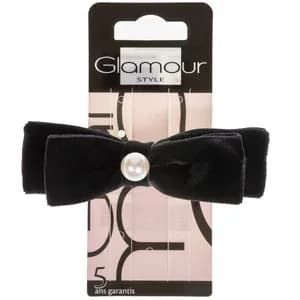 Inter-Vion Glamour Style Spinka automatyczna w kształcie kokardy czarna z perłą
