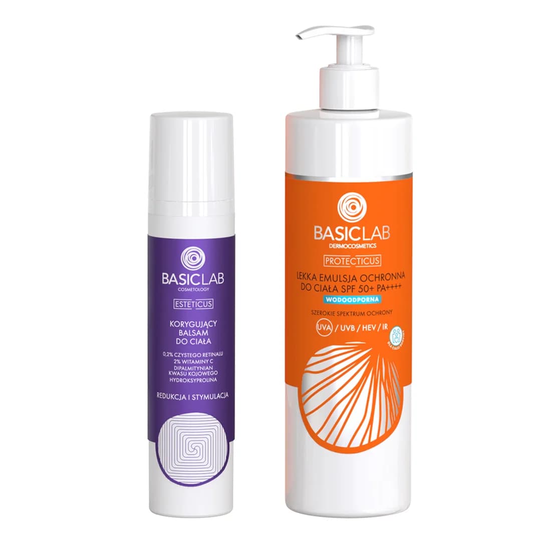 Zestaw do ciała: balsam z retinalem + emulsja SPF 50+
