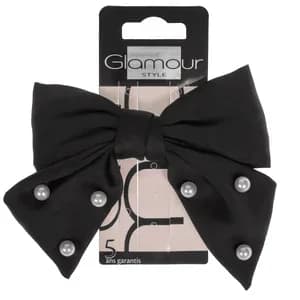 Inter-Vion Glamour Style Spinka automatyczna w kształcie kokardy czarna z perłami