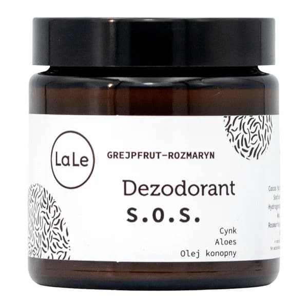 LaLe, dezodorant w kremie S.O.S., grejpfrut-rozmaryn z cynkiem, aloesem i olejem konopnym