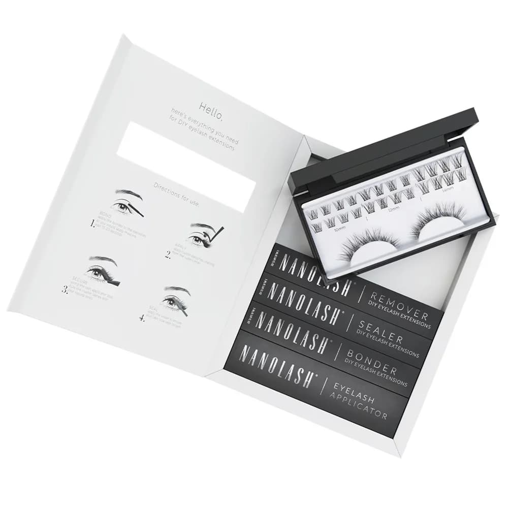Diy Eyelash Extensions Starter Kit Zestaw startowy do przedłużania sztucznych rzęs bondingowych kępki - Classy