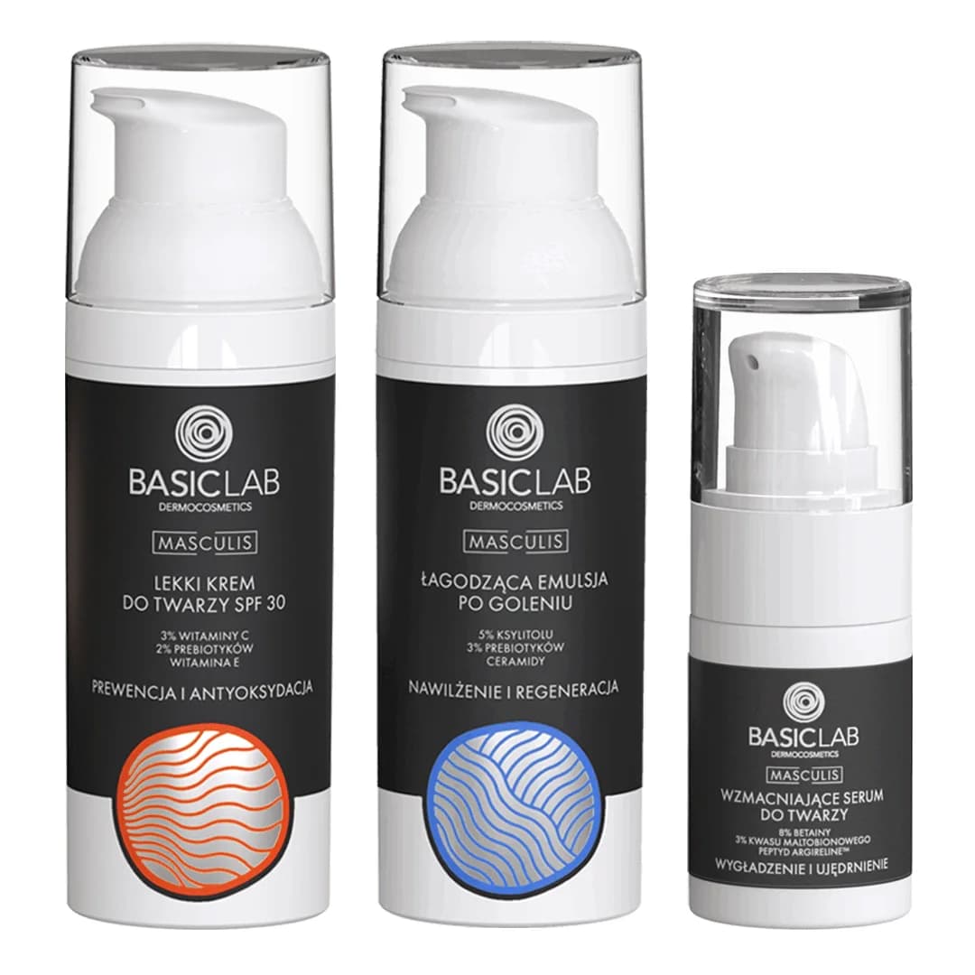 Zestaw Masculis: kosmetyki dla mężczyzn krem do twarzy + serum + emulsja po goleniu