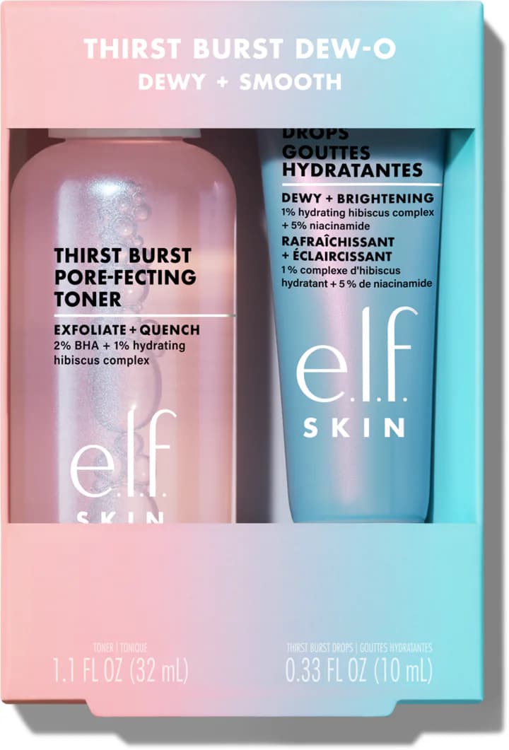 e.l.f. Thirst Burst Dew-o zestaw kosmetyków do twarzy, tonik do twarzy 32ml + serum do twarzy 10ml