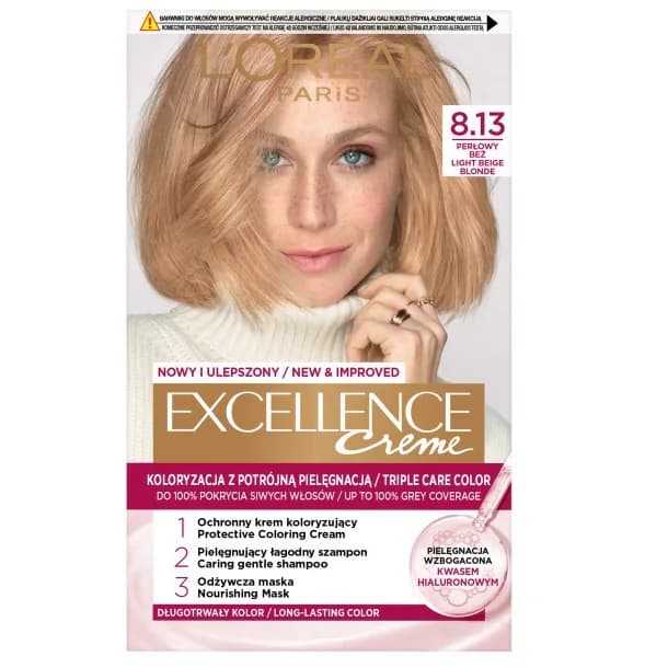 Paris Excellence Cool Creme trwała farba do włosów 8.13 Perłowy beż