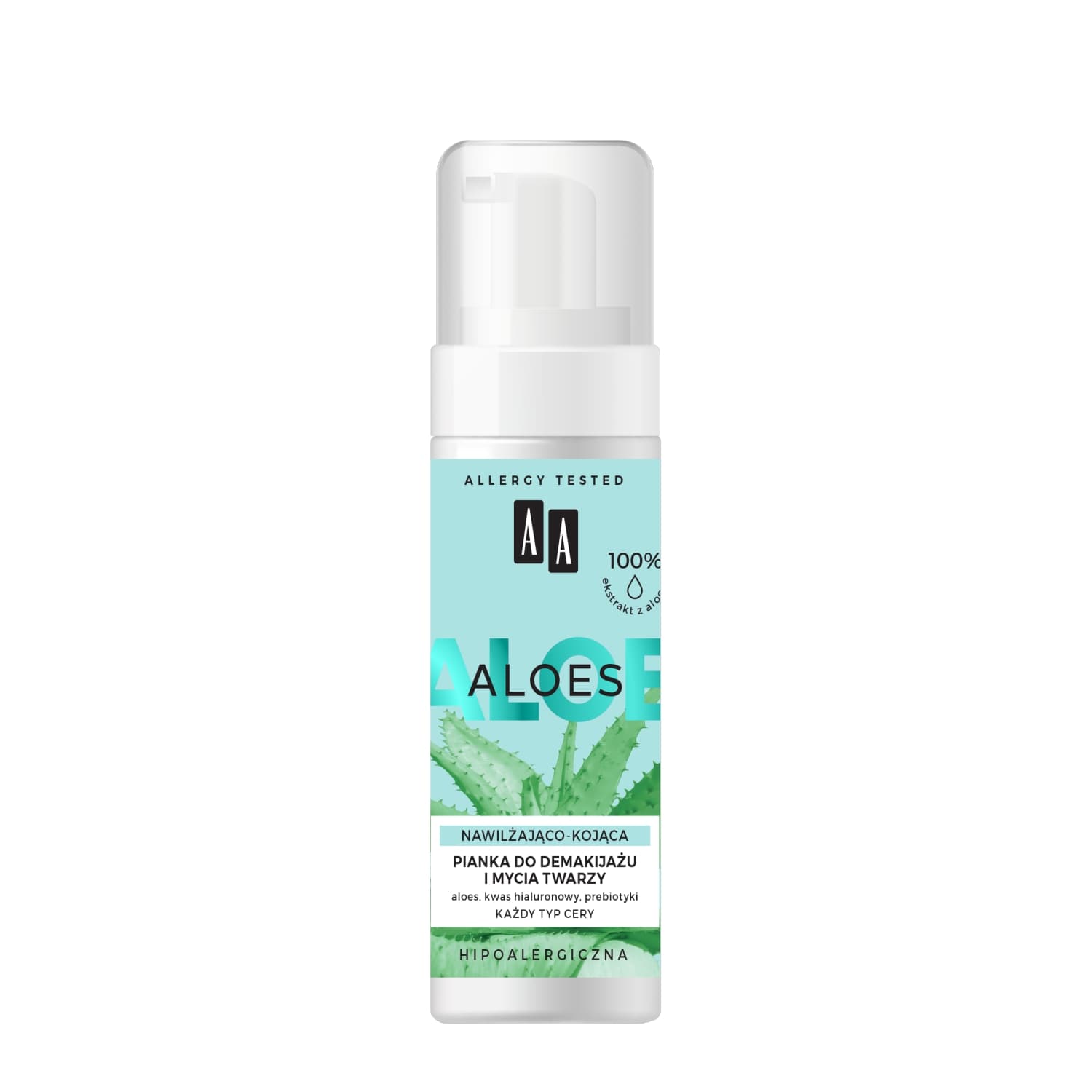 Aloes pianka do demakijażu i mycia twarzy nawilżająco-kojąca 100% Aloe Vera Extract