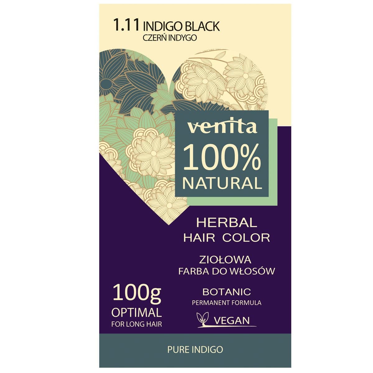 Herbal Hair Color ziołowa farba do włosów 1.11 Czerń Indygo