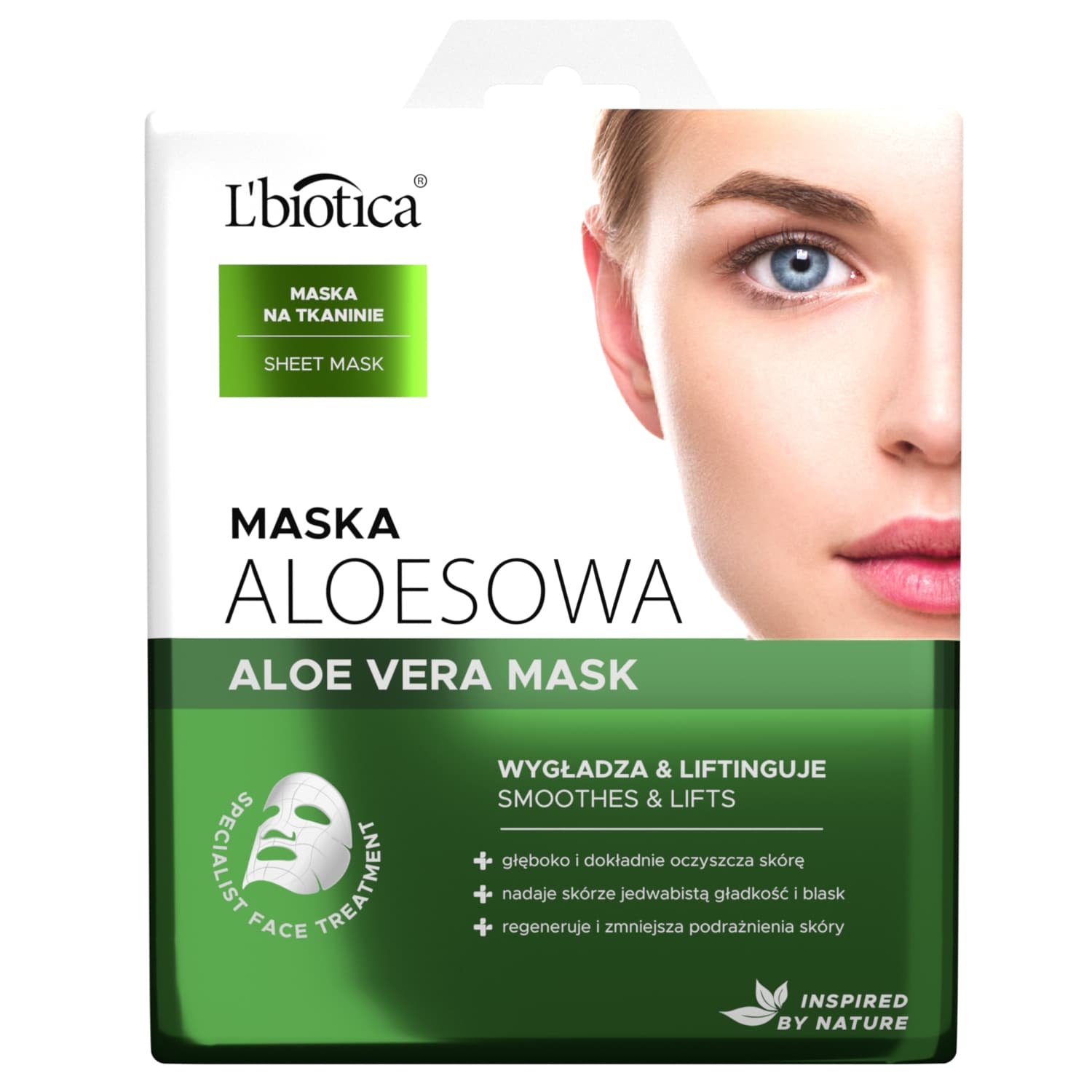 L'biotica maska na tkaninie Aloesowa