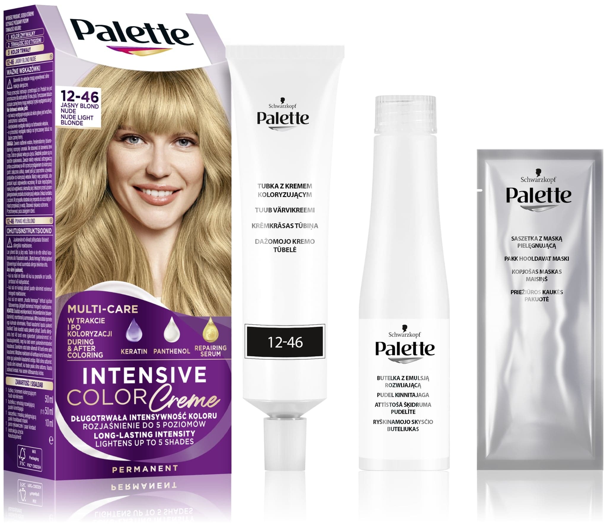 Palette Intensive Color Creme Farba do włosów w kremie 12-46 (BW12) jasny blond nude