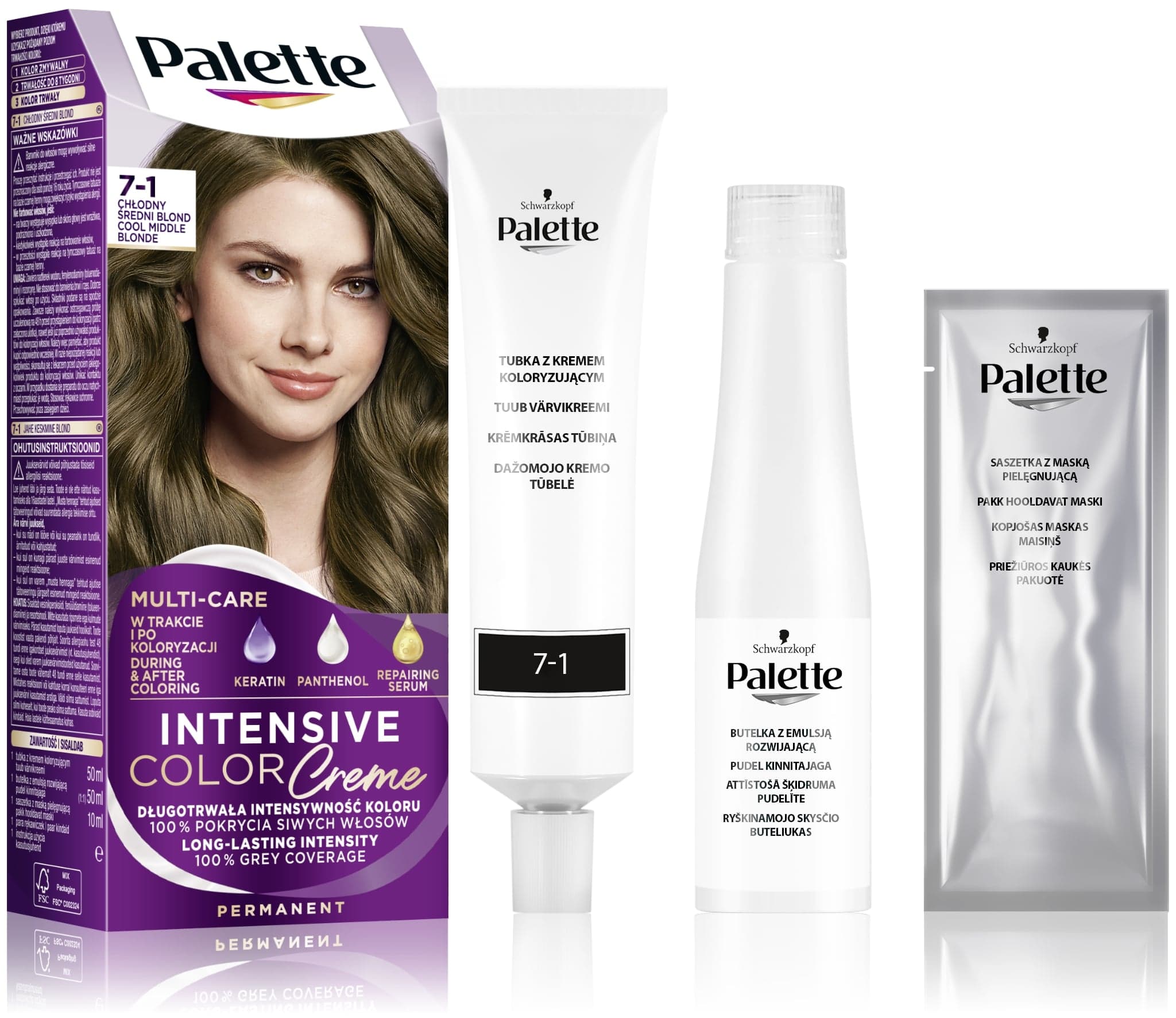 Intensive Color Creme Farba do włosów w kremie 7-1 chłodny średni blond