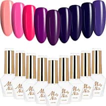 9x Lakier Hybrydowy Mollynails Inspired By You Zestaw 9w1 Fiolety Róże