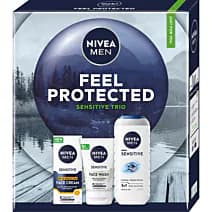 zestaw Men Feel Protected: Żel do mycia ciała + Żel do mycia twarzy + Krem do twarzy