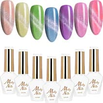 7x Lakier Hybrydowy Mollynails Cat Eye Crystal Water Zestaw 7w1 Wiosenny