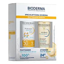 Zestaw dermokosmetyków: Photoderm Pediatric Spray ochronny SPF 50+ + Atoderm Olejek do mycia