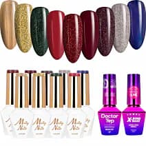 MollyNails Story Time Zestaw 9 Lakierów Hybrydowych Do Paznokci + Baza X-Bond Base + Top Doctor Top