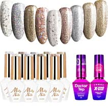 MollyNails Queens Of Life Zestaw 9 Lakierów Hybrydowych Do Paznokci + Baza X-Bond Base + Top Doctor Top