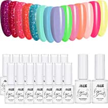 Rosie Beauty Spring Vibes Zestaw Wiosenny 14 Lakierów Hybrydowych Do Paznokci + Baza i Top