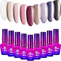 9x Lakier Hybrydowy Mollynails Wedding Dream & Champagne Zestaw 9w1 Ślub