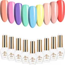 9x Lakier Hybrydowy Mollynails Yoghurt Zestaw 9w1 Wiosna Pastelowe Barwy