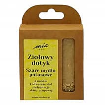 Ziołowy Dotyk Szare mydło potasowe z owsem i dla skóry z atopowym zapaleniem. Mydło Naturalne z Ziołami – Potasowe, Bez SLS, Kostka EKO