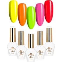 5x Lakier Hybrydowy Mollynails Skittle Nails Neonowy Zestaw Na Lato 5w1