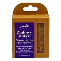 Ziołowy Dotyk Szare mydło potasowe z wierzbą purpurową i dla skóry poranionej. Mydło Naturalne z Ziołami – Potasowe, Bez SLS, Kostka EKO