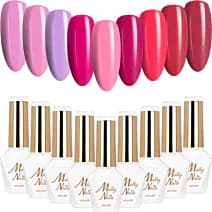 9x Lakier Hybrydowy Mollynails Flamingo Zestaw 9w1 Walentynkowy Różowe