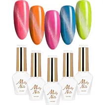 MollyNails Skittle Nails Cat Eye Zestaw 5 Lakierów Hybrydowych Do Paznokci